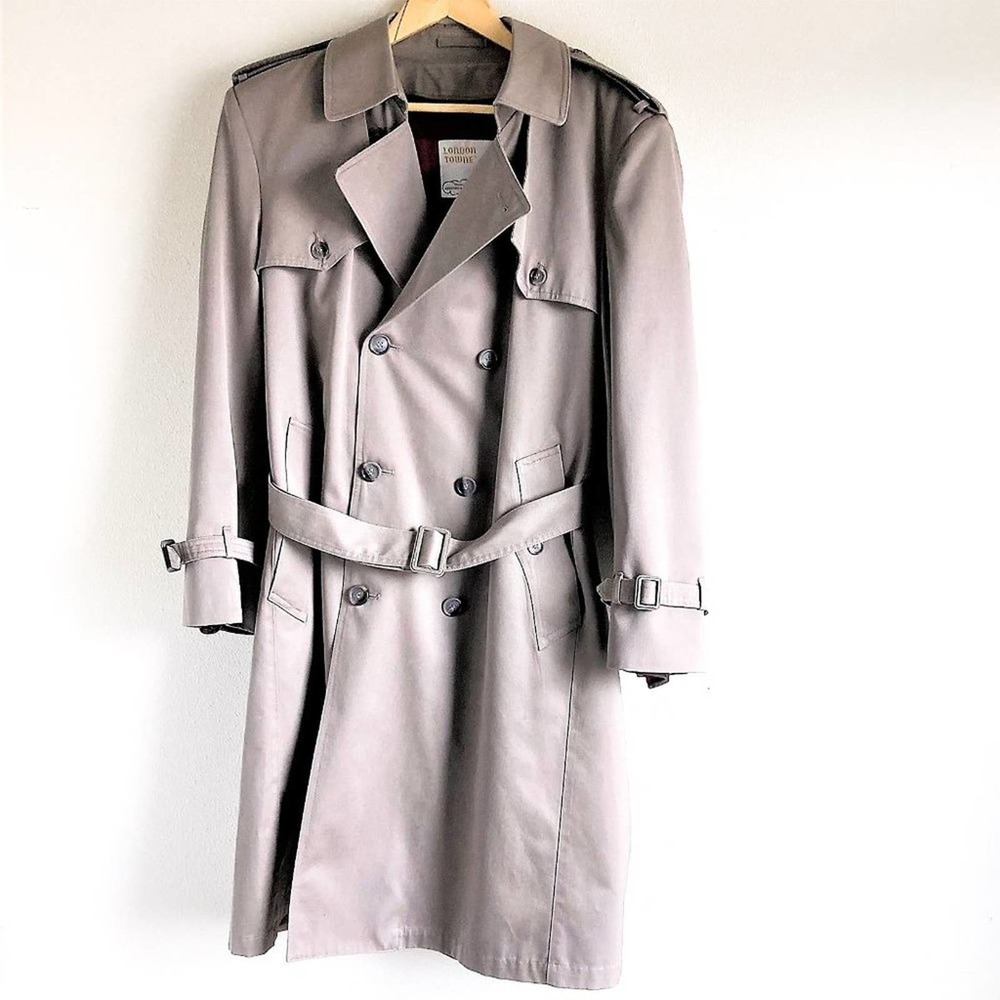 London Towne Faux Fur Lining Trench Coat  - Size 42 R